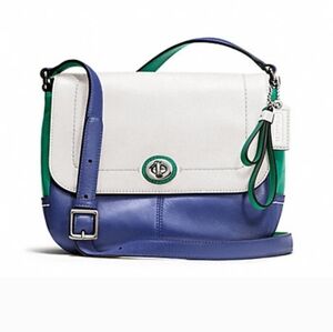Coach Park Colorblock Green/White/Blue Multi Colored Handbag- Size 9.5x7x3" NWT